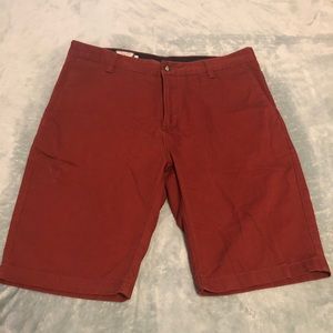 Volcom long skater red burgundy shorts 34
